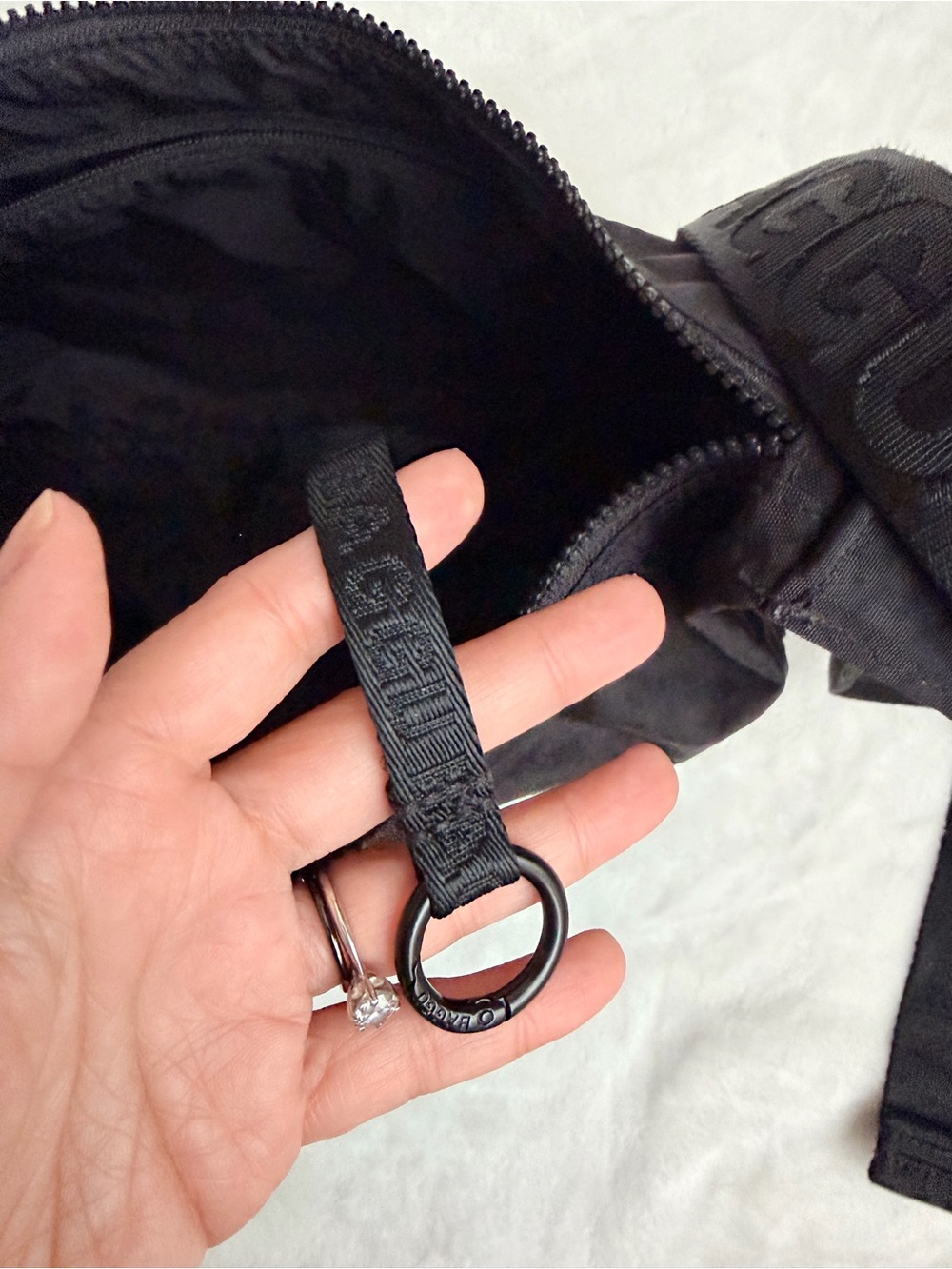 BAGGU Black Nylon Medium Crescent Crossbody Shoulder Bag - Picture 6 of 9